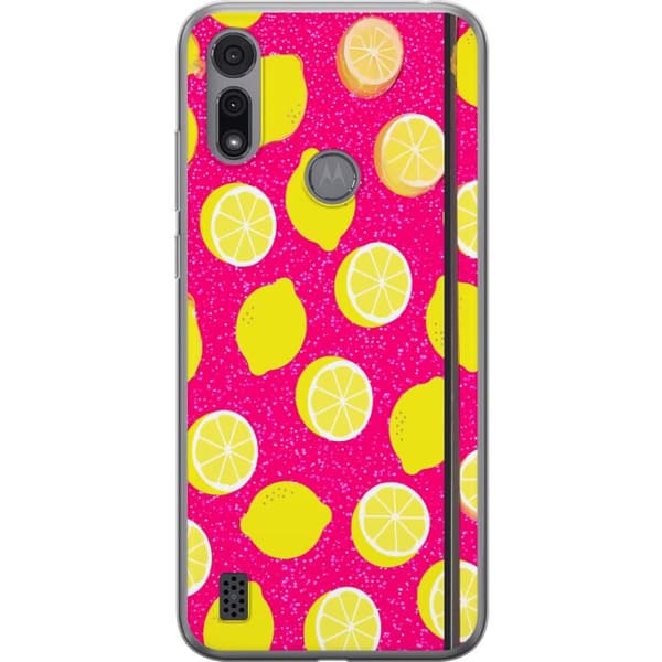 Kompatibelt Mobildeksel til Motorola Moto E6i Citronmönster rosa