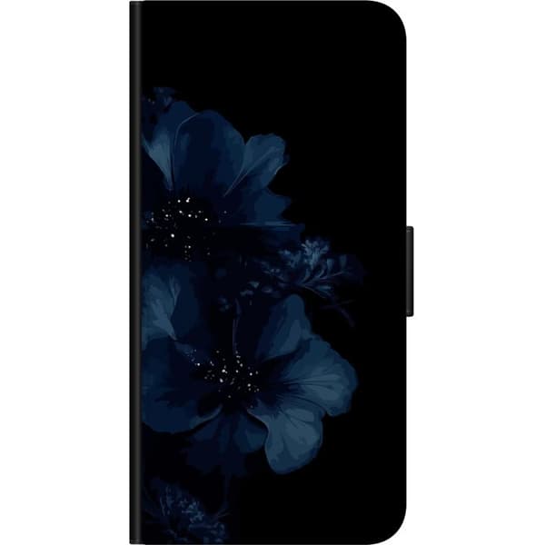 Kompatibel Tegnebogsetui til OnePlus 9 Pro Mörkblå blommor