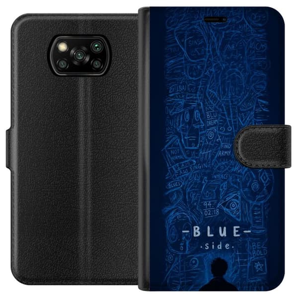 Kompatibelt Lommeboketui til Xiaomi Poco X3 NFC Blue Side illustration