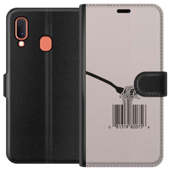 Kompatibelt Lommeboketui til Samsung Galaxy A20e Spaghetti och streckkod