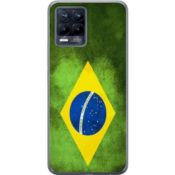 Kompatibelt Mobildeksel til Realme 8 Brasiliansk flagg med rustikk tekstur