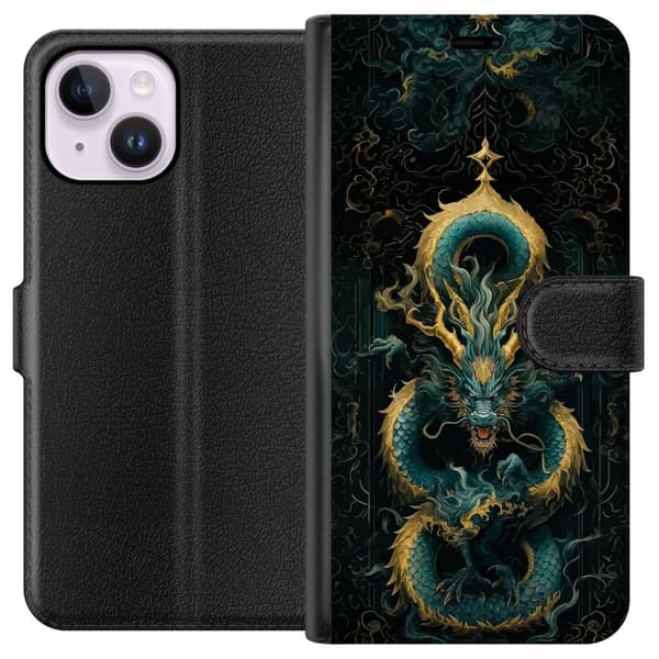 Kompatibel Tegnebogsetui til Apple iPhone 15 Plus Asiatisk drake