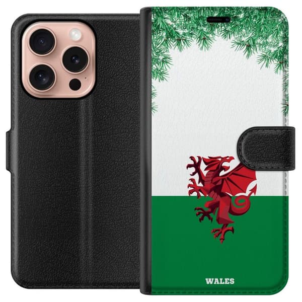 Kompatibel Tegnebogsetui til Apple iPhone 16 Pro Klassisk walisisk flag med ikonisk rød drage