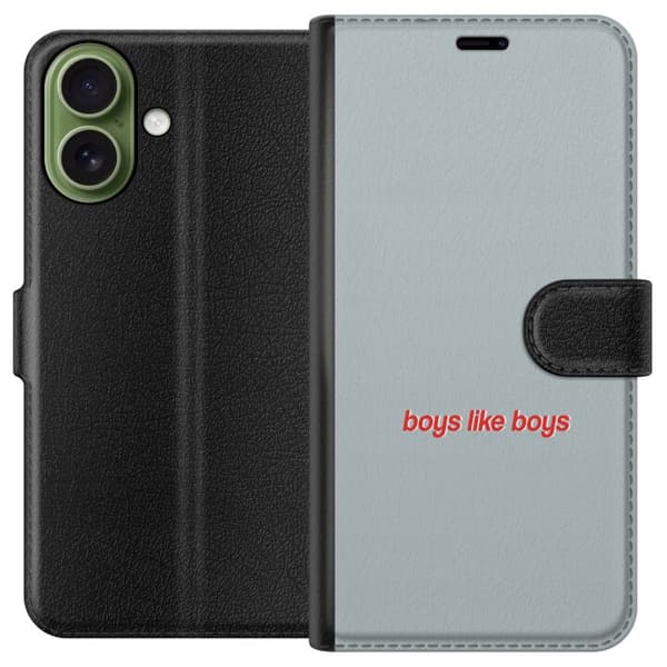 Kompatibelt Lommeboketui til Apple iPhone 17 Boys Like Boys text