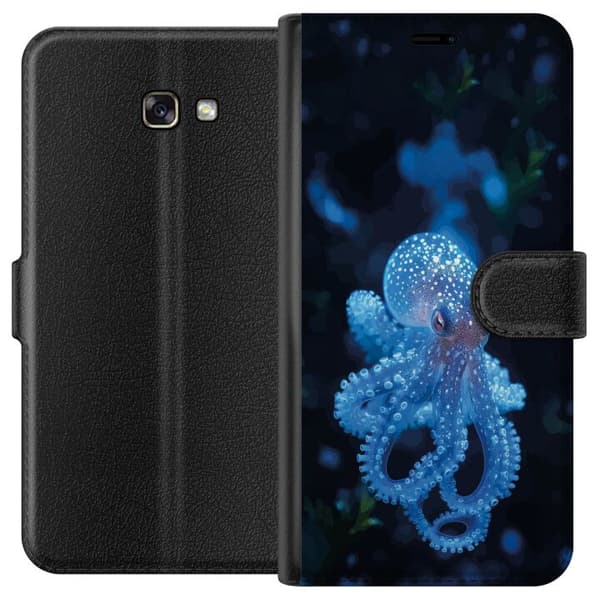 Kompatibelt Plånboksfodral till Samsung Galaxy A3 (2017) Närbild av blå bläckfisk