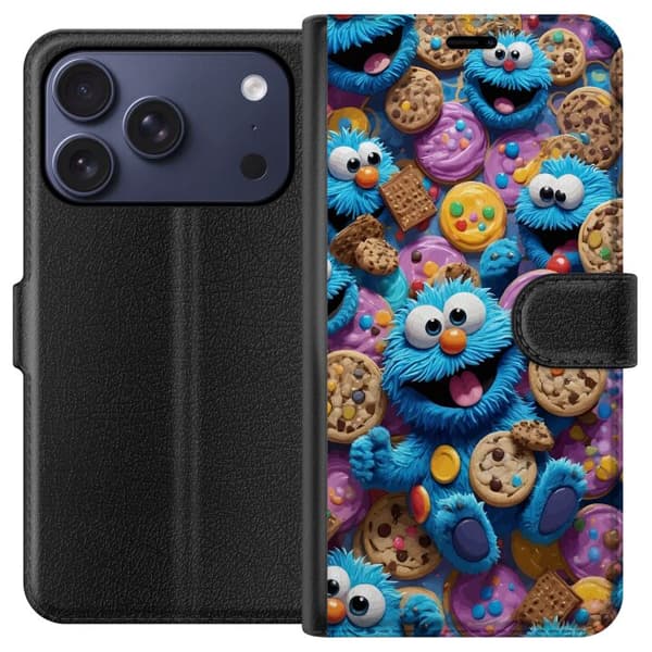 Kompatibel Tegnebogsetui til Apple iPhone 17 Pro Blå kakmonster med kakor