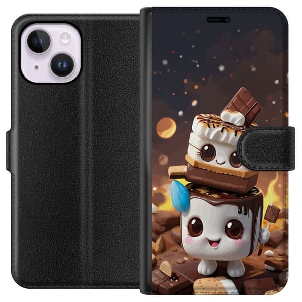 Kompatibel Tegnebogsetui til Apple iPhone 14 Plus Sød dessertdesign med marshmallow