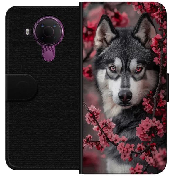 Kompatibel Tegnebogsetui til Nokia 5.4 Ulv Røde øjne Dyr Fantasy Mørk