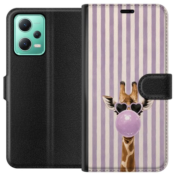Kompatibelt Plånboksfodral till Xiaomi Redmi Note 12 Giraff med tuggummibubbla