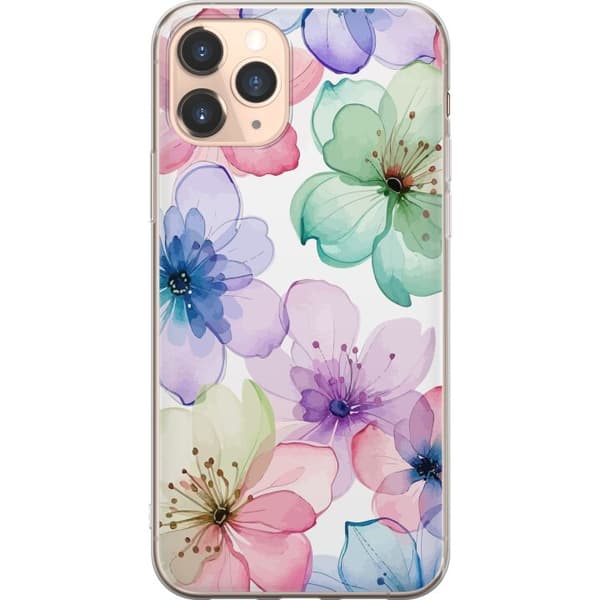 Kompatibel Mobilcover til Apple iPhone 11 Pro Akvarelblomster i bløde pastelfarver