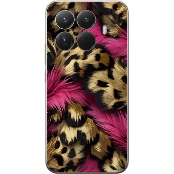 Kompatibel Mobilcover til Xiaomi 15T Pro Blødt leopardmønster med lyserøde detaljer