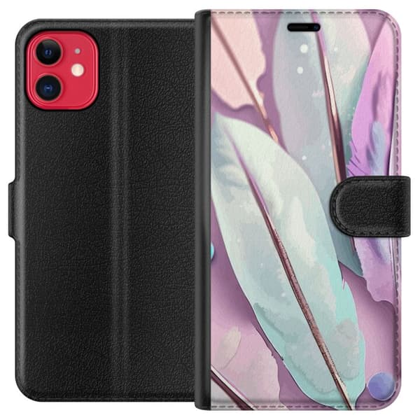 Kompatibel Tegnebogsetui til Apple iPhone 11 Fjer i pastel