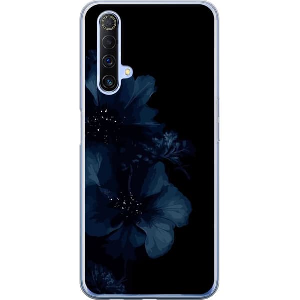 Kompatibelt Mobildeksel til Realme X50 5G Mörkblå blommor