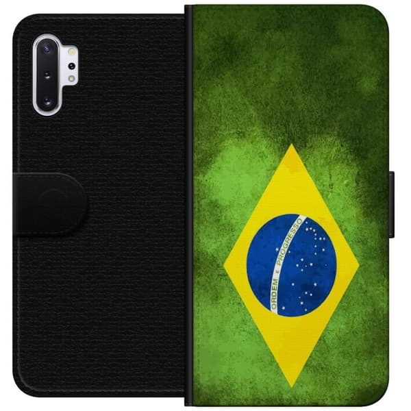 Kompatibelt Lommeboketui til Samsung Galaxy Note10+ Brasiliansk flagg med rustikk tekstur