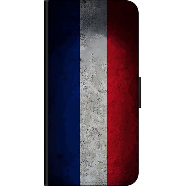 Kompatibel Tegnebogsetui til OnePlus 7T Fransk flag med rustik betonstruktur