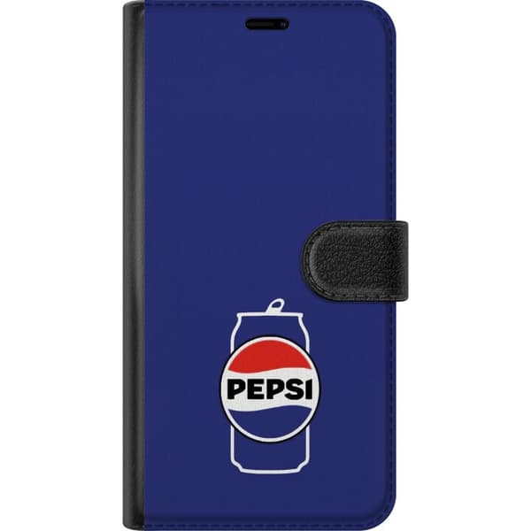 Kompatibel Tegnebogsetui til Apple iPhone 14 Plus Klassisk Pepsi-design med minimalistisk blå baggrund