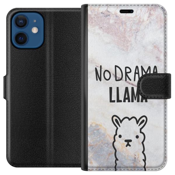 Kompatibel Tegnebogsetui til Apple iPhone 12 mini Llama Marmor