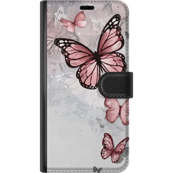 Kompatibelt Plånboksfodral till Apple iPhone 13 mini Rosa fjärilar