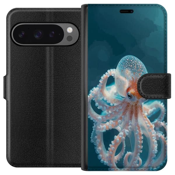 Kompatibel Tegnebogsetui til Google Pixel 9 Pro XL Nærbillede af blæksprutte med bløde farvetoner
