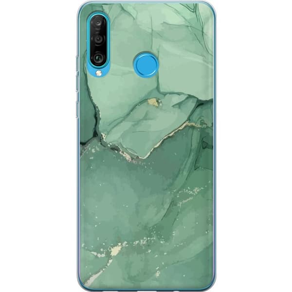 Kompatibelt Mobilskal till Huawei P30 lite Grön Marmor