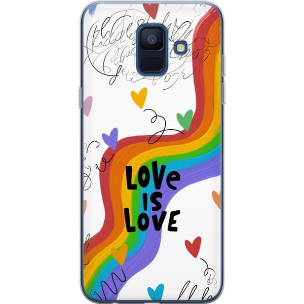 Kompatibelt Mobildeksel til Samsung Galaxy A6 (2018) Regnbåge med kärleksbudskap