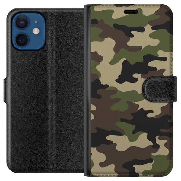 Kompatibel Tegnebogsetui til Apple iPhone 12 mini Militær