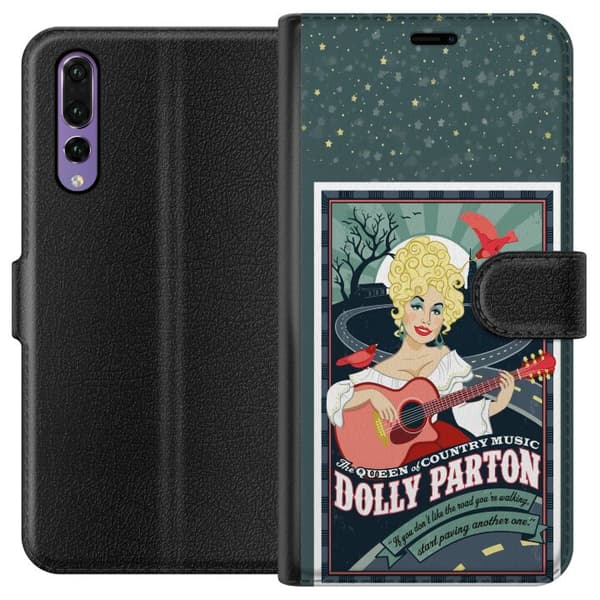 Kompatibel Tegnebogsetui til Huawei P20 Pro Dolly Parton med gitarr och landsväg