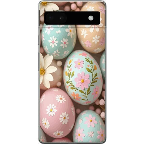 Kompatibelt Mobildeksel til Google Pixel 6a Dekorative påskeegg med blomstermotiver og harmoniske vårfarger