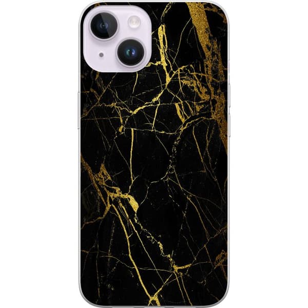 Kompatibel Mobilcover til Apple iPhone 14 Marmor Sort & Guld