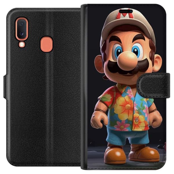 Kompatibelt Plånboksfodral till Samsung Galaxy A20e Super Mario