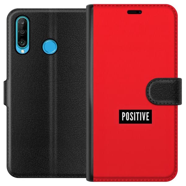Kompatibel Tegnebogsetui til Huawei P30 lite Positive text