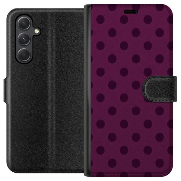 Kompatibelt Plånboksfodral till Samsung Galaxy A15 5G Plum Dots