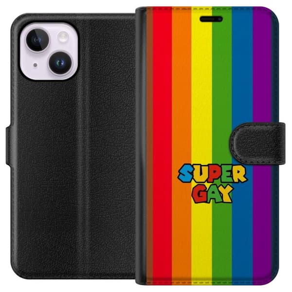 Kompatibel Tegnebogsetui til Apple iPhone 14 Plus Super Gay regnbåge