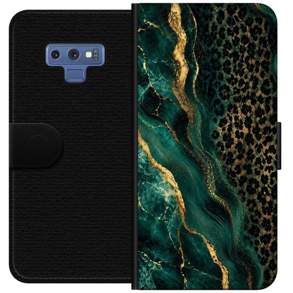 Kompatibelt Lommeboketui til Samsung Galaxy Note9 Smaragdleopard