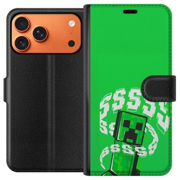 Kompatibelt Lommeboketui til Apple iPhone 17 Pro Max Grön pixelfigur