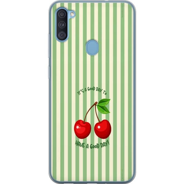 Kompatibelt Mobildeksel til Samsung Galaxy A11 Søtt kirsebærbilde med hjerteformet design