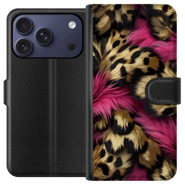 Kompatibel Tegnebogsetui til Apple iPhone 17 Pro Blødt leopardmønster med lyserøde detaljer