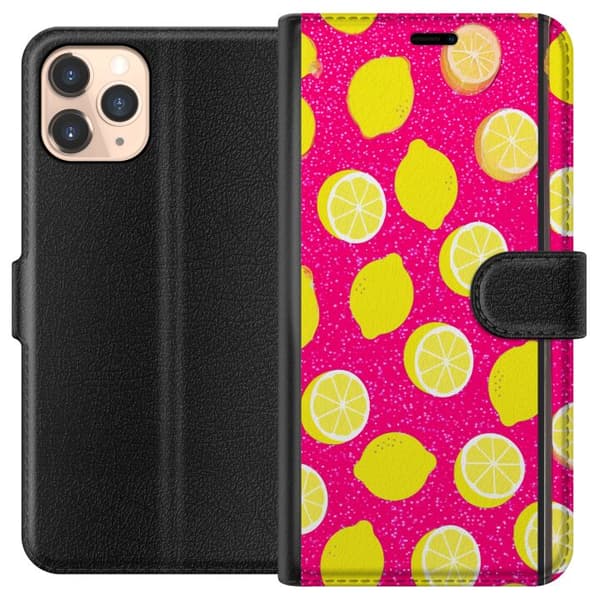Kompatibel Tegnebogsetui til Apple iPhone 11 Pro Citronmönster rosa