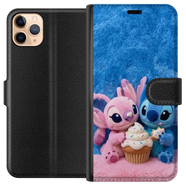 Kompatibel Tegnebogsetui til Apple iPhone 11 Pro Max Søde blå og lyserøde figurer med stor cupcake og krymmel