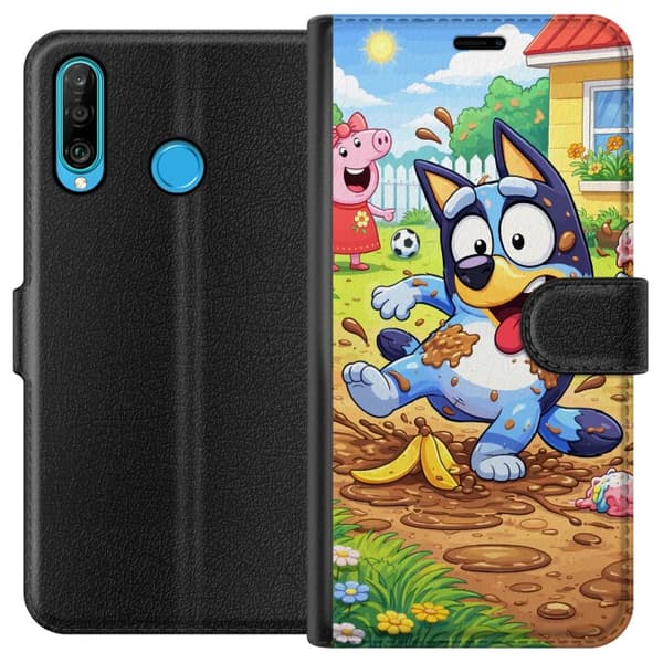 Kompatibel Tegnebogsetui til Huawei P30 lite Blåy