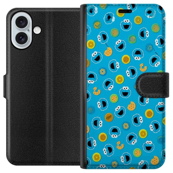 Kompatibel Tegnebogsetui til Apple iPhone 16 Plus Mönster med kakmonster