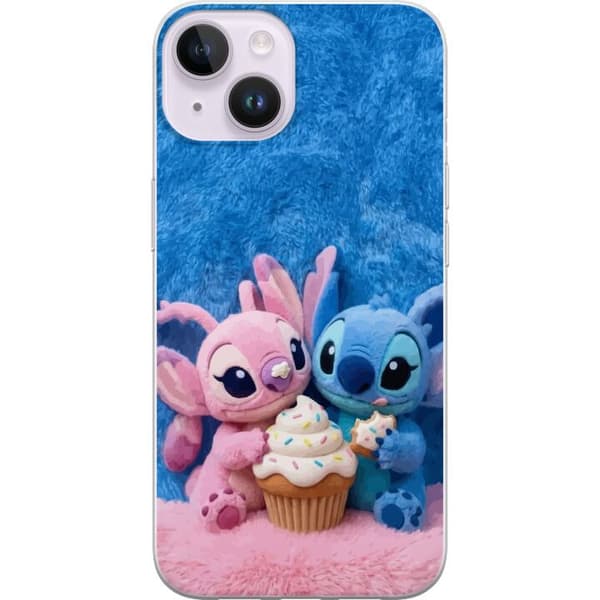 Kompatibelt Mobildeksel til Apple iPhone 14 Søte blå og rosa figurer med stor cupcake og strøssel