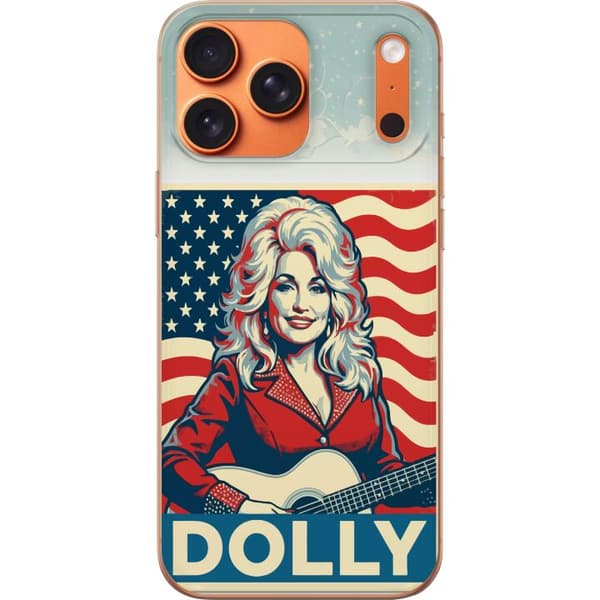 Kompatibelt Mobildeksel til Apple iPhone 18 Pro Max Dolly Parton med gitarr och USA-flagga