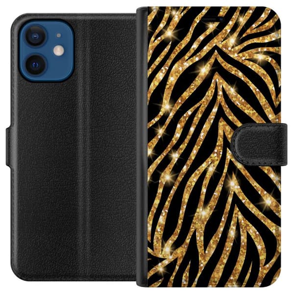Kompatibel Tegnebogsetui til Apple iPhone 12 Guld & Glitter