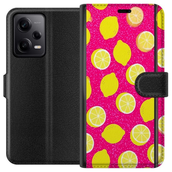 Kompatibelt Plånboksfodral till Xiaomi Redmi Note 12 Pro Citronmönster rosa