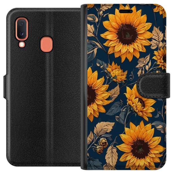 Kompatibelt Lommeboketui til Samsung Galaxy A20e Solroser