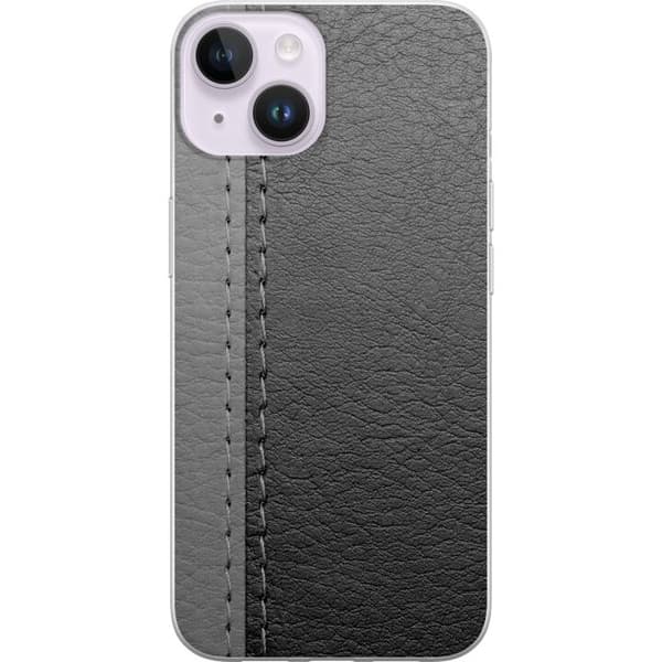 Kompatibelt Mobilskal till Apple iPhone 14 Plus Black & Grey Leather