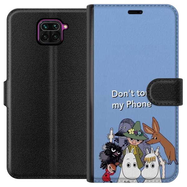 Kompatibel Tegnebogsetui til Xiaomi Redmi Note 9 Klassisk Mumintegning med flere kendte figurer sammen