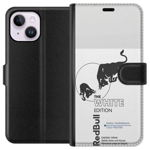 Kompatibelt Plånboksfodral till Apple iPhone 14 Plus Modern Red Bull White Edition design