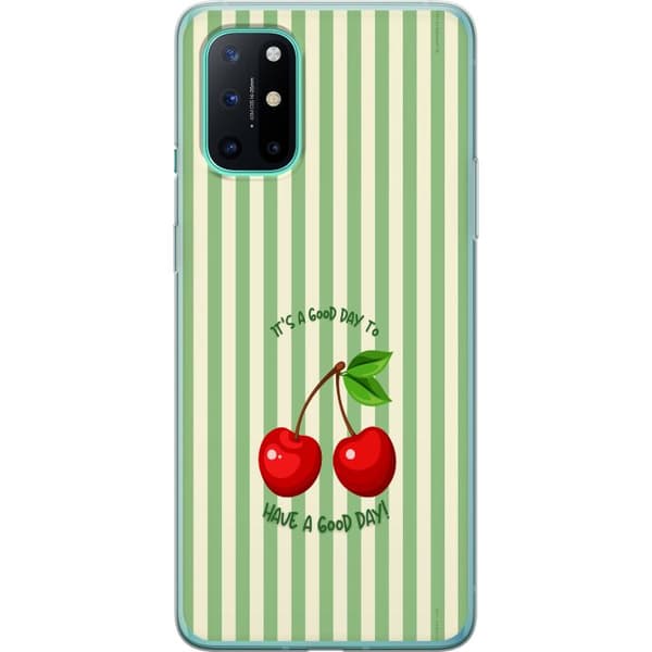 Kompatibelt Mobildeksel til OnePlus 8T Søtt kirsebærbilde med hjerteformet design
